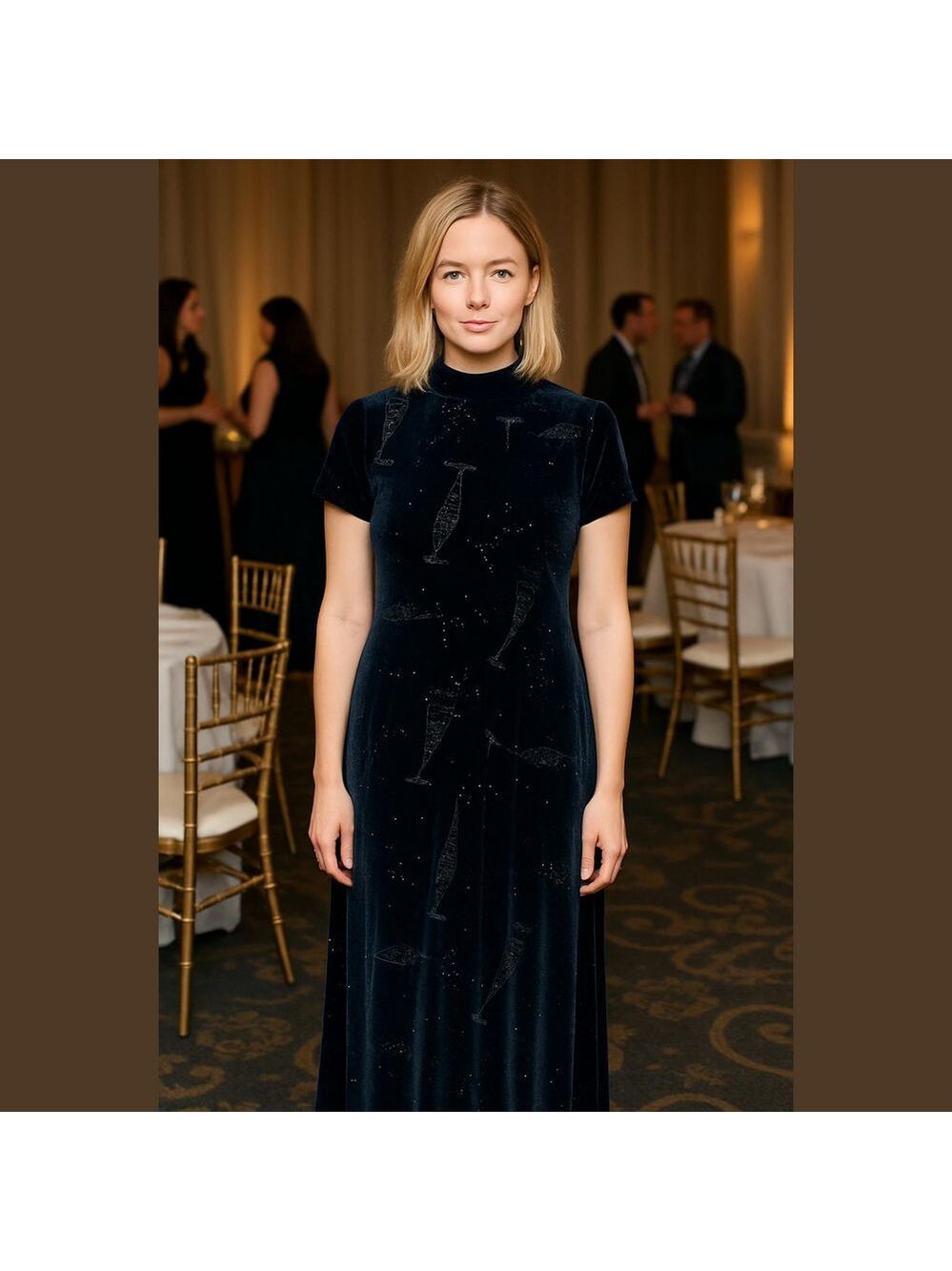Vintage Black Velvet Dress Special Event Semi Formal